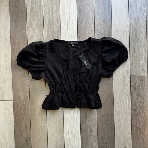 Lulus Black Puff Sleeve Top | Size: Small | New With Tags - Picture 1 of 4